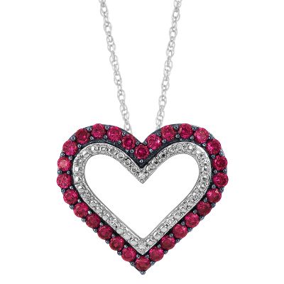 Heart-Shaped Lab-Created Ruby Pendant