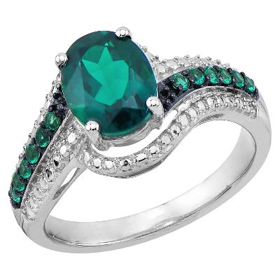 Oval Lab-Created Emerald Ring