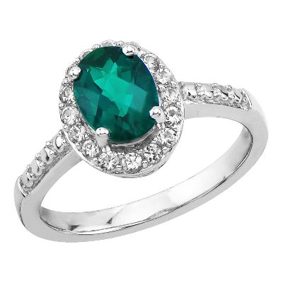 Oval Lab-Created Emerald Ring
