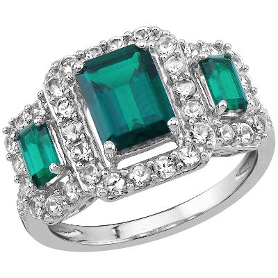 Emerald Cut Lab-Created Emerald Ring
