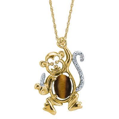 Tiger Eye Monkey Pendant