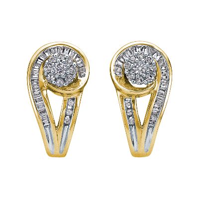 1/2ct TW J-Hoop Diamond Earrings
