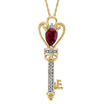 Lab-Created Ruby Key Pendant