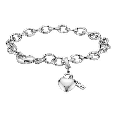 Cable Bracelet with Heart Charm