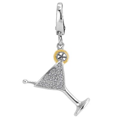 .075ct TW Diamond Martini Glass Charm