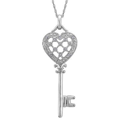 1/10ct TW Key Diamond Pendant