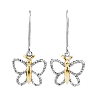 .06ct TW Butterfly Diamond Earrings 