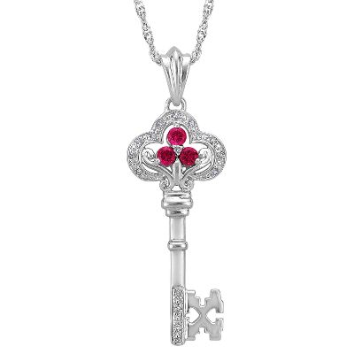 Lab-Created Ruby Key Pendant