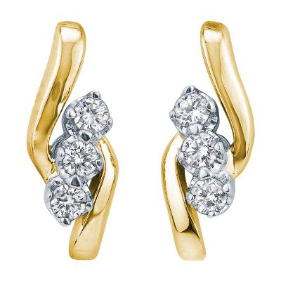 1/3ct TW Three-Diamond Earrings