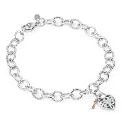 .008ct Heart Charm Diamond Bracelet