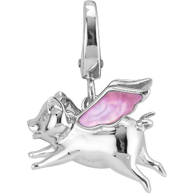 Mother-of-Pearl Flying Pig Charm