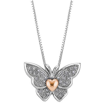 1/10ct TW Butterfly Diamond Pendant
