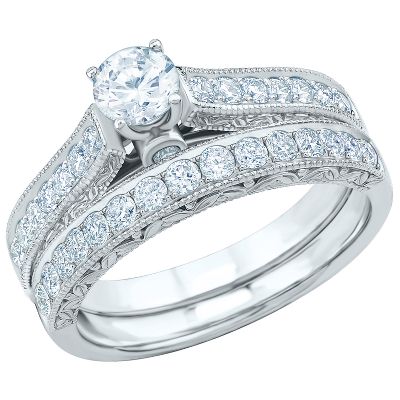 1ct TW Diamond Engagement Ring Set