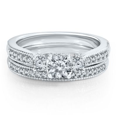 1ct TW Diamond Engagement Ring Set