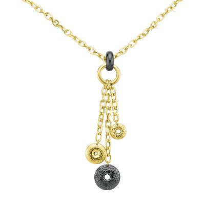 Bonded Gold Textured Circle Necklace