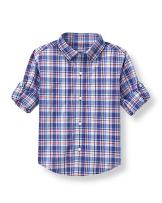 Roll-Cuff Plaid Shirt