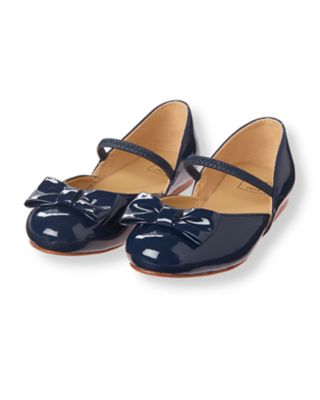 navy flats with bow