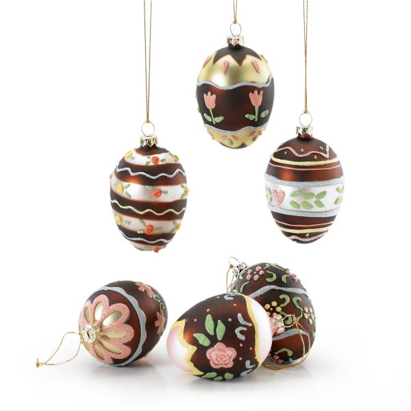 Chocolate Easter Egg Ornaments, Set of 6
