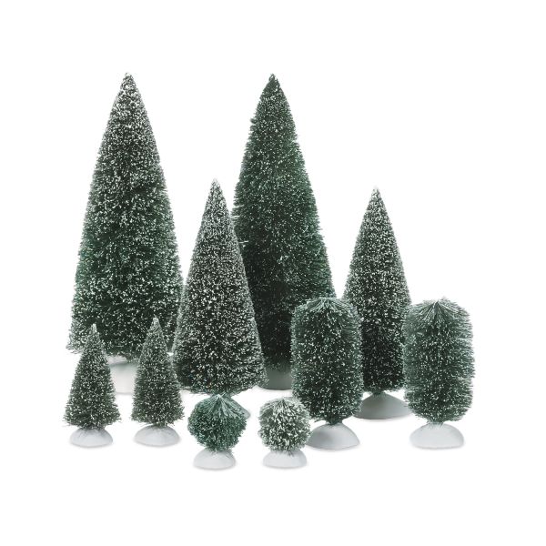 "The Original Snow Village� Bag-O-Frosted Topiaries - Small, Set of 10"""""
