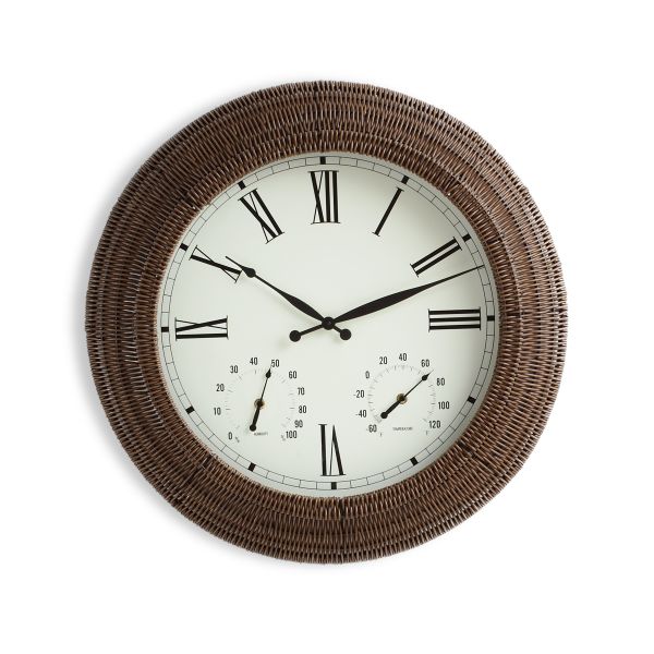 Oversized Outdoor Rattan Wall Clock
