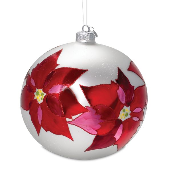 "Poinsettia Glass Ball Ornament"""""
