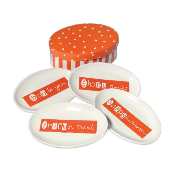 "Halloween Plates, Set of 4"""""
