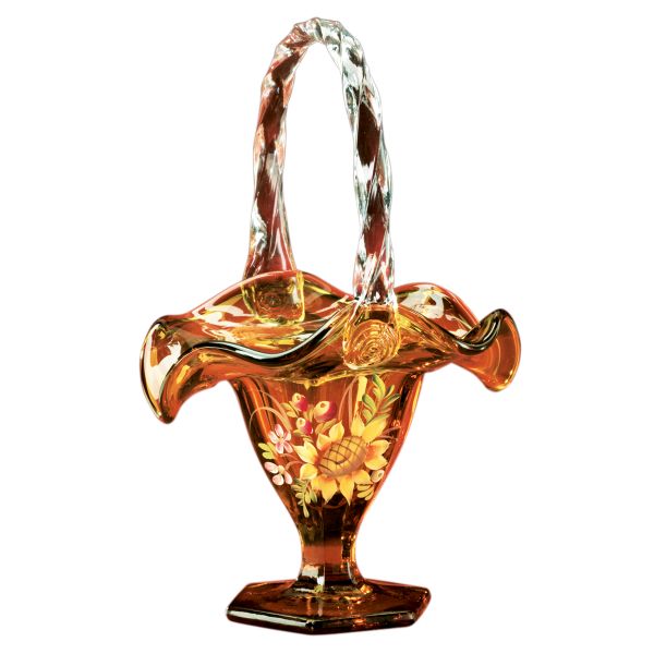 Fenton Autumn Gold Basket with Harvest Floral Design
