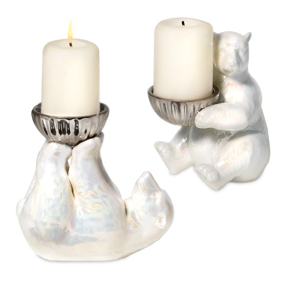 Department 56 Polar Bear Votive Holders, Set of 2
