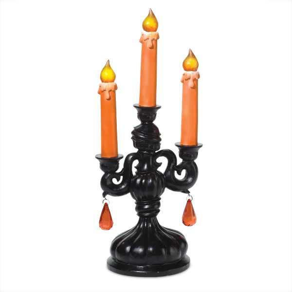 ""Lit 3-candle Candelabra""
