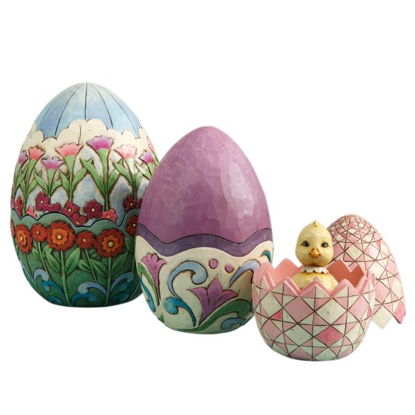Jim Shore Nesting Easter Eggs Boxes, Set of 3
