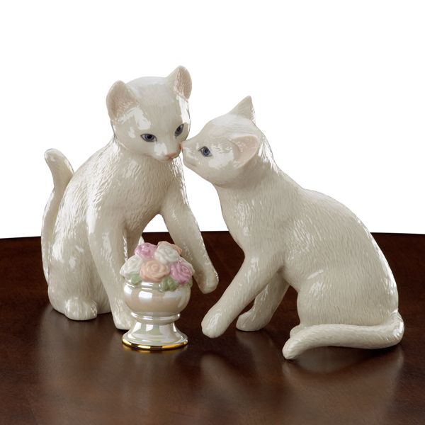 Flowers for My Sweetheart 3-piece Cat Sculpture by Lenox