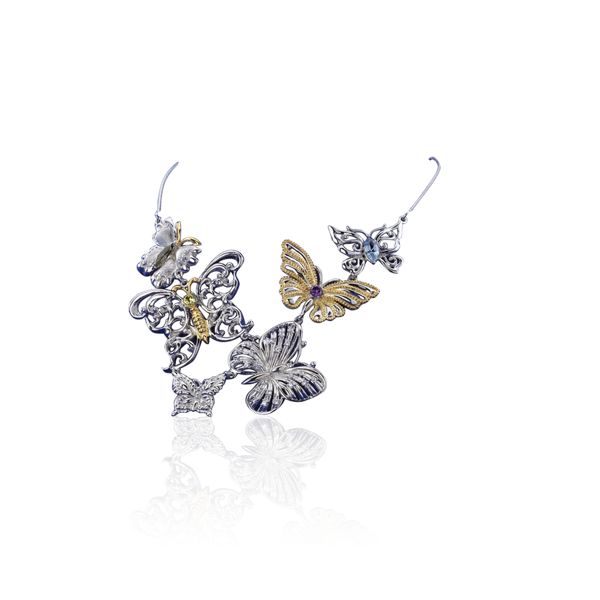 Butterfly Release Necklace with Faux Gems