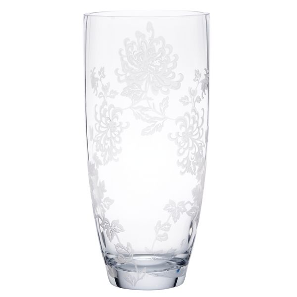 Marchesa Painted Camellia Frosted Crystal Vase by Lenox