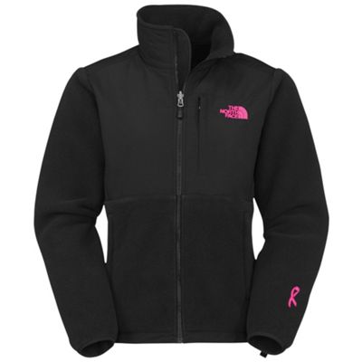 Womens north face denali fleece jacket black pink ribbon white
