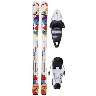 Head Pez Team Nd Skis w/ Lrx 7.5 Ac Bindings Solid White/Black - Kid's