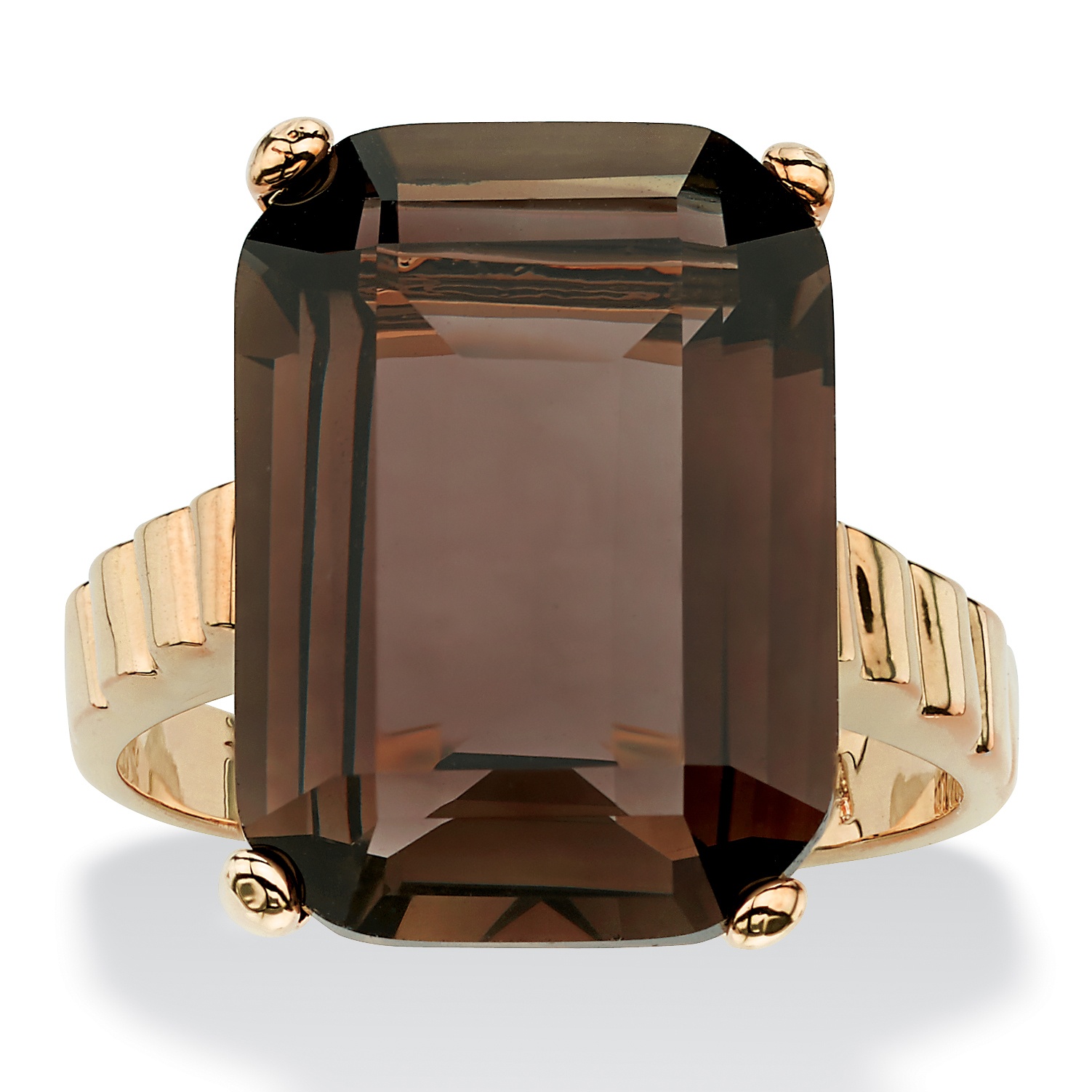 Smoky Quartz 14k Gold-Plated Ring