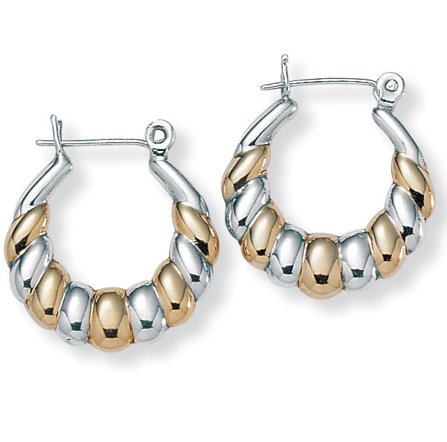 Tutone Sterling Silver Hoop Earrings