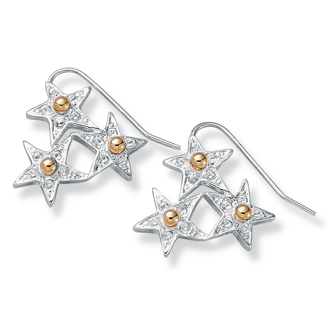 Star Cluster Silvertone Pierced Earrings
