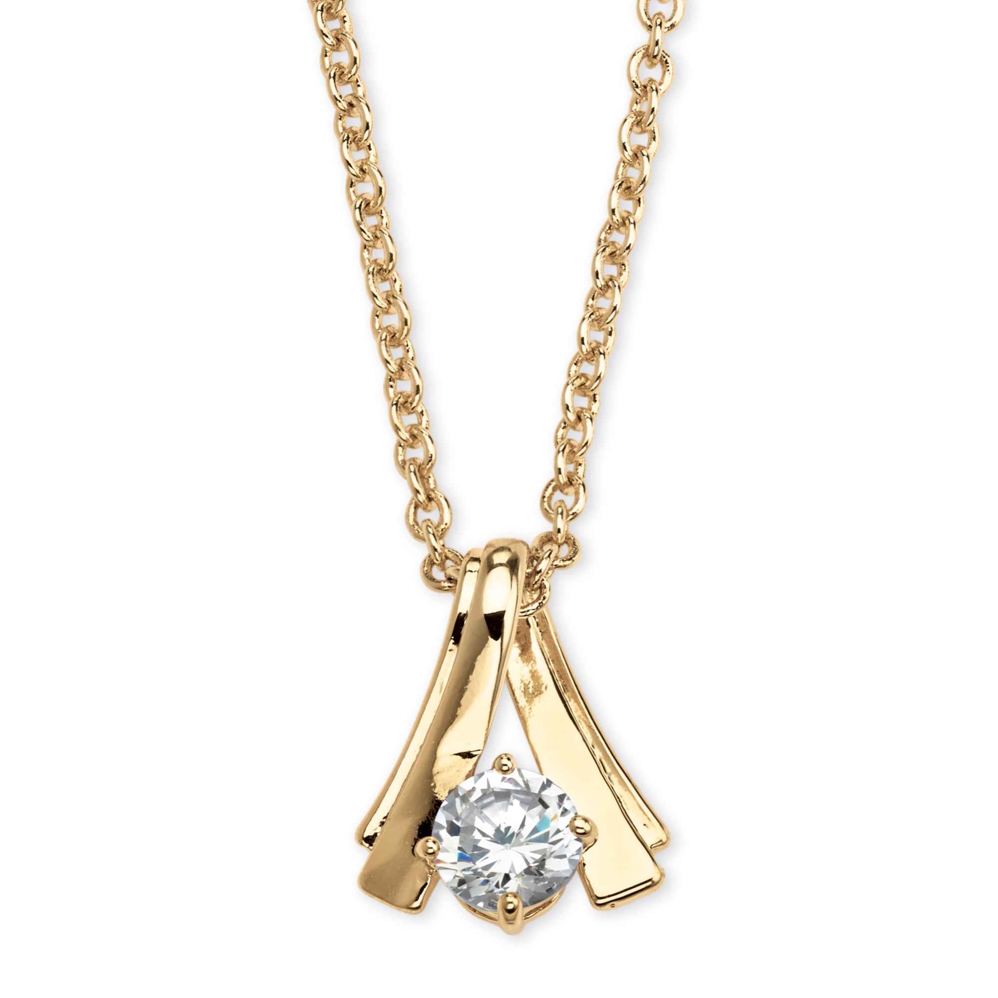 DiamonUltra&trade; CZ Twist 14k Gold-Plated Pendant