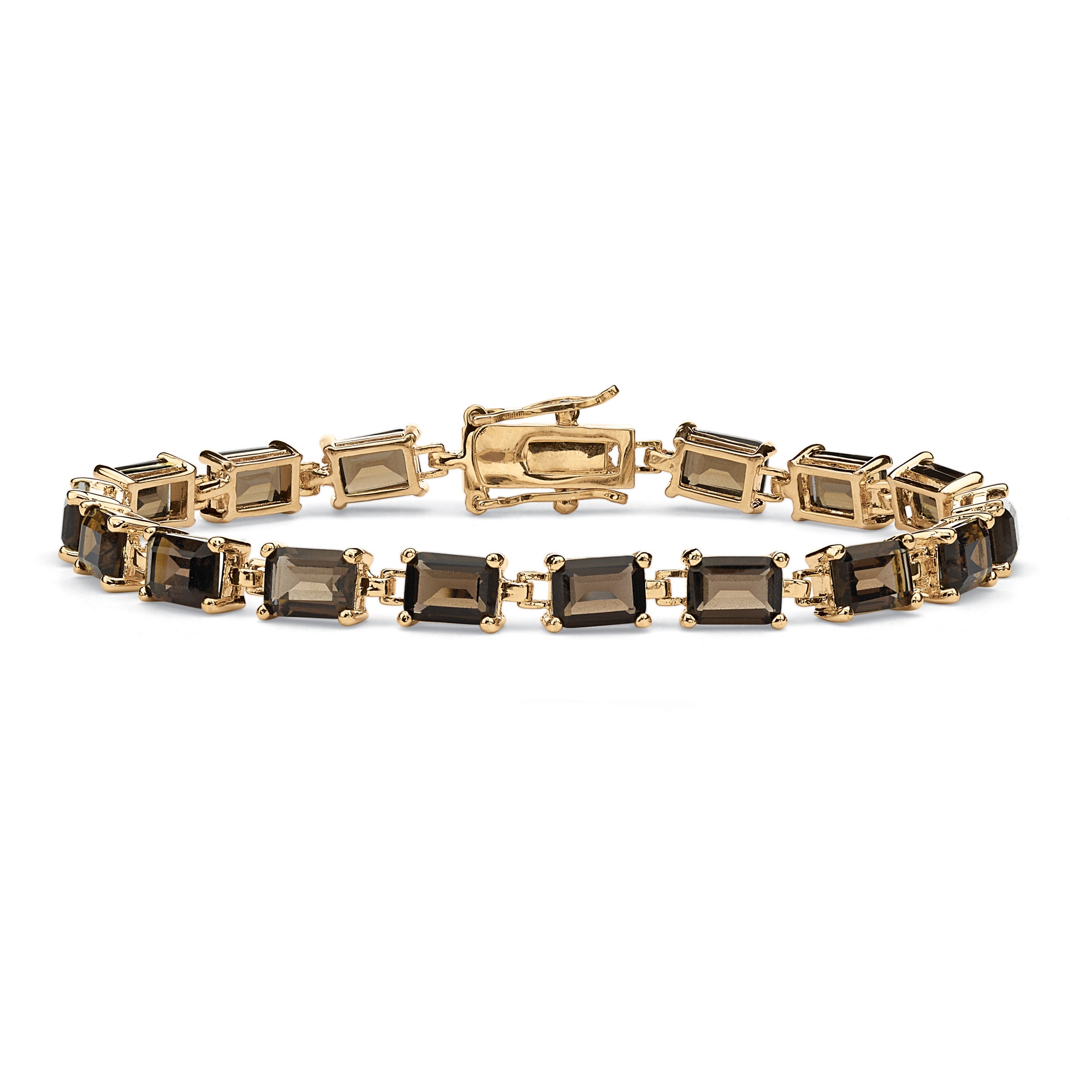 Smoky Quartz 14k Gold-Plat Bracelet