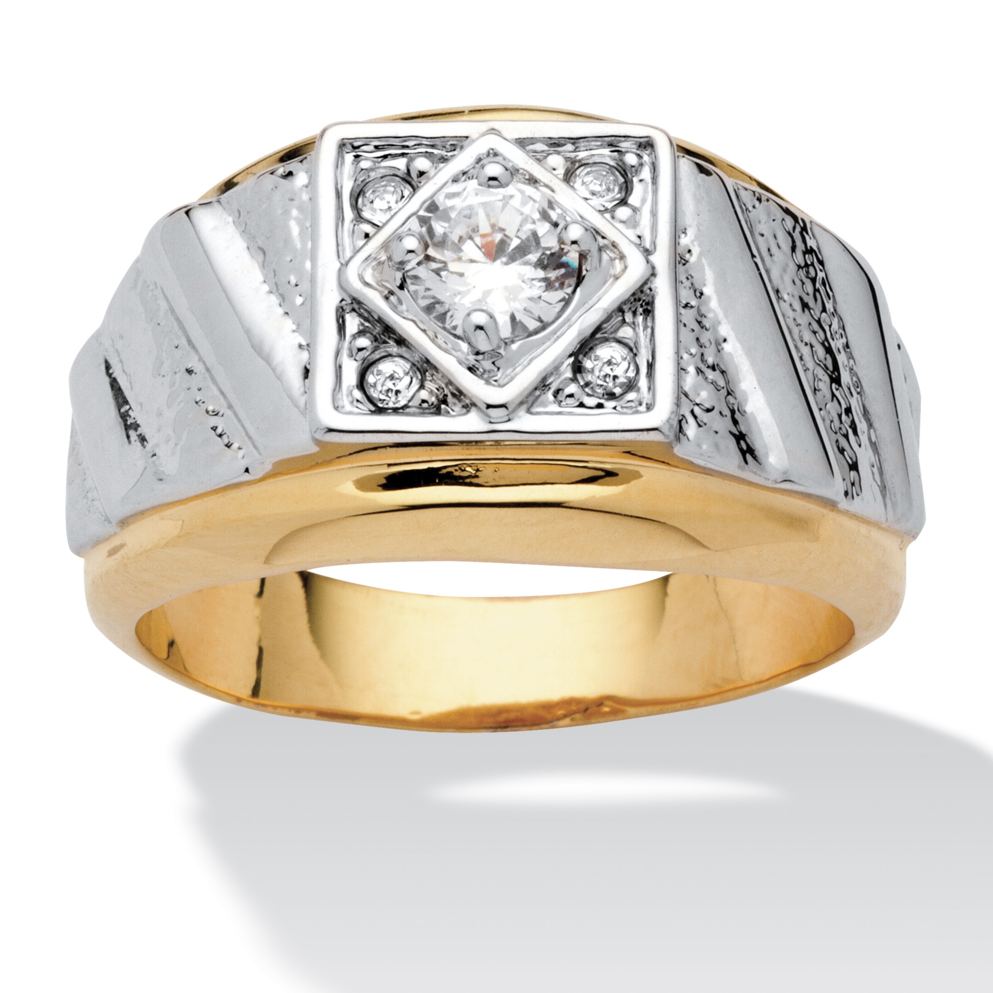Men's Crystal 14k Gold-Plated Ring