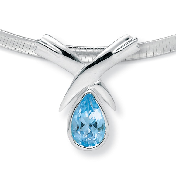 Blue Topaz Sterling Silver Necklace 18"