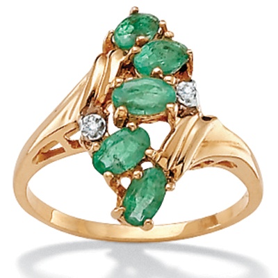 Emerald & Diamond Accent 10k Ring