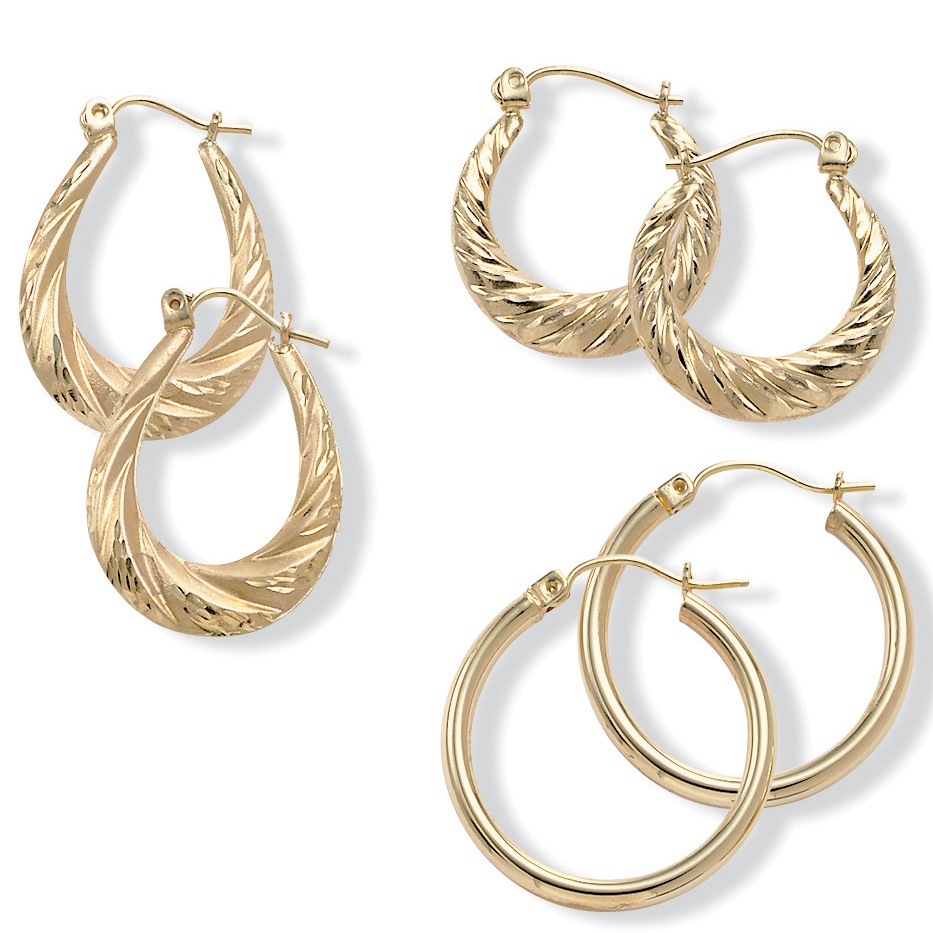 3-Pair 10k Earring Set