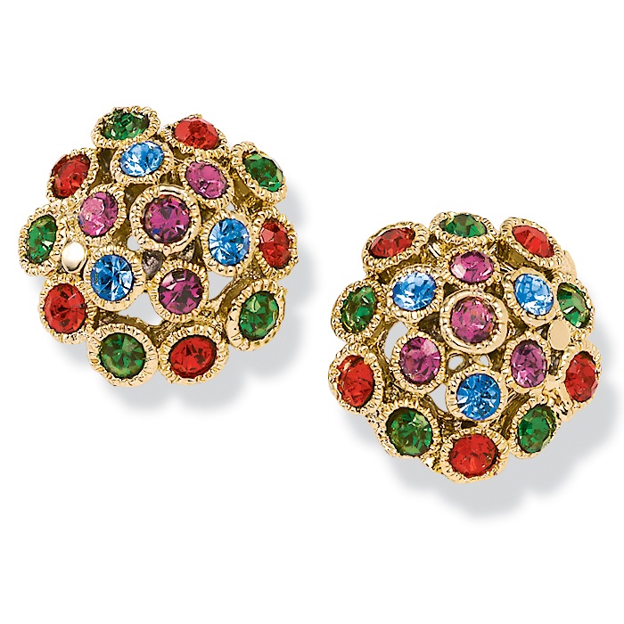 Multi-Crystal Round Earrings