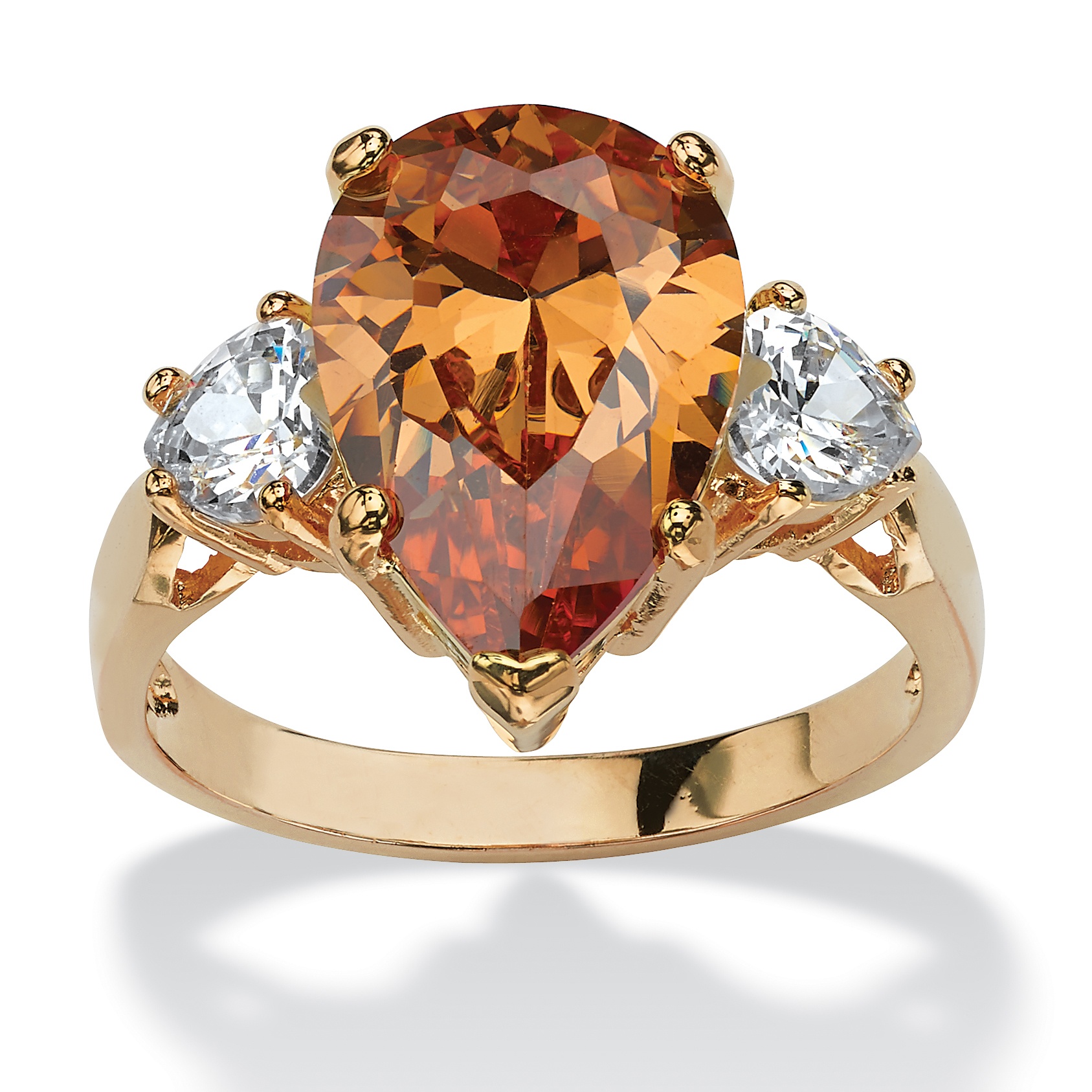 14k Gold-Plated Pear-Shaped Champagne and Heart-Shaped White ...