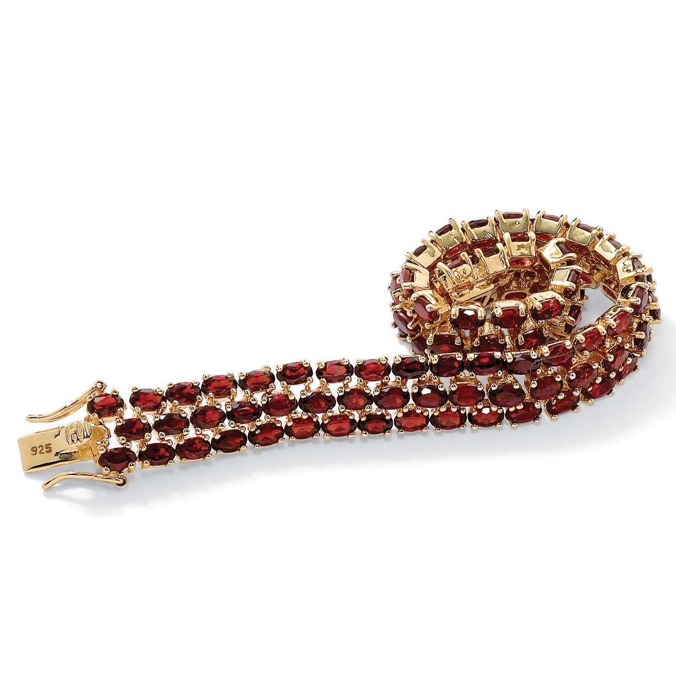Garnet 18k Gold over Sterling Silver Bracelet 7-1/4"
