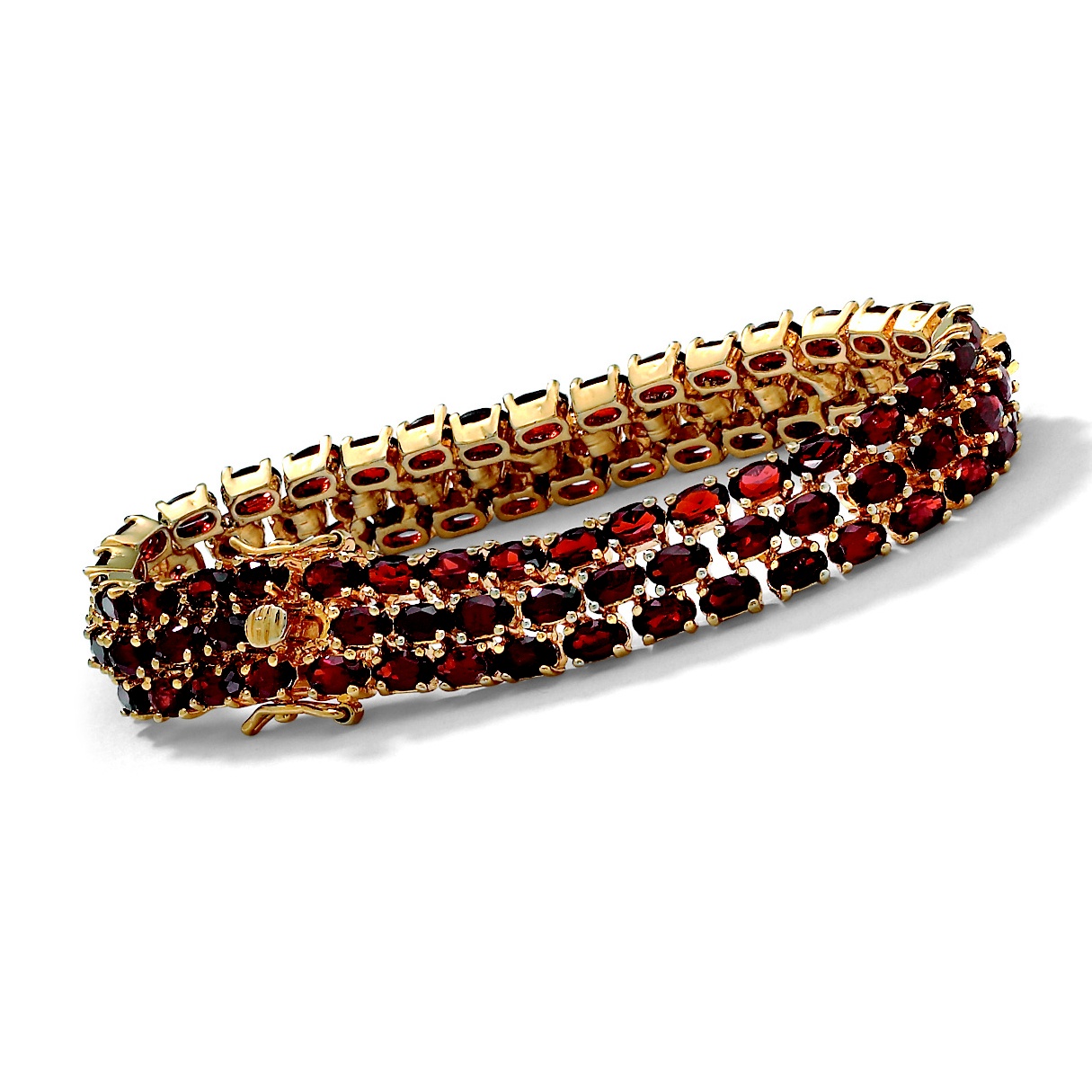 Garnet 18k Gold over Sterling Silver Bracelet 8-1/2"