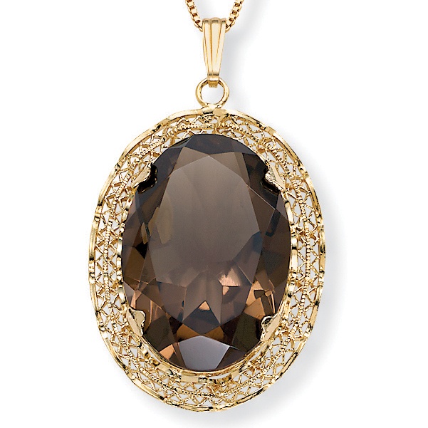 Smoky Quartz 18k Gold over Sterling Silver Pendant