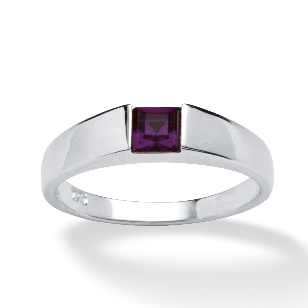Sterling Silver Princess-Cut Birthstone Stackable Ring